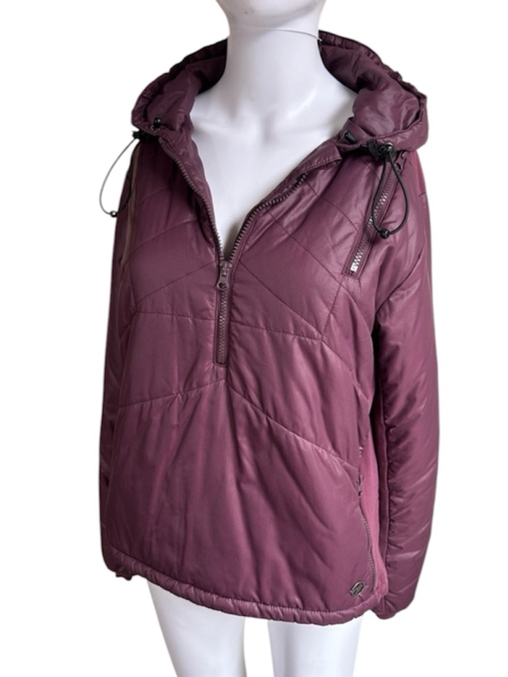 Oiselle Puffer Jacket Pullover 1/2 Zip Hooded Purple Women’s M Athleisure